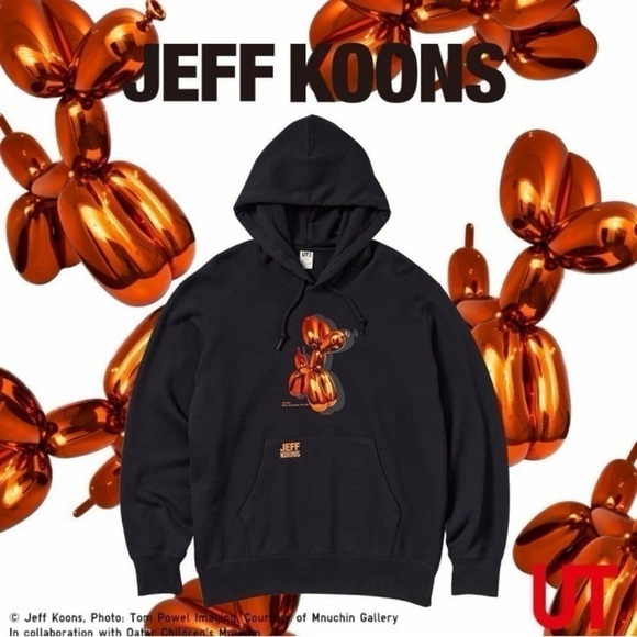 UNIQLO X JEFF KOONS UT GRAPHIC HOODIE BLACK orange ballon dog unisex size S - Picture 12 of 12